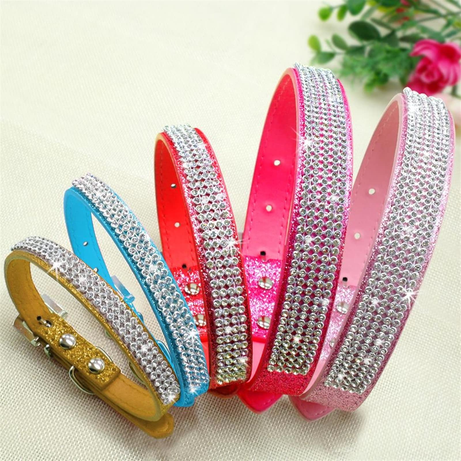 キラキラ ラインストーン花首輪 キラキラ ラインストーン花首輪